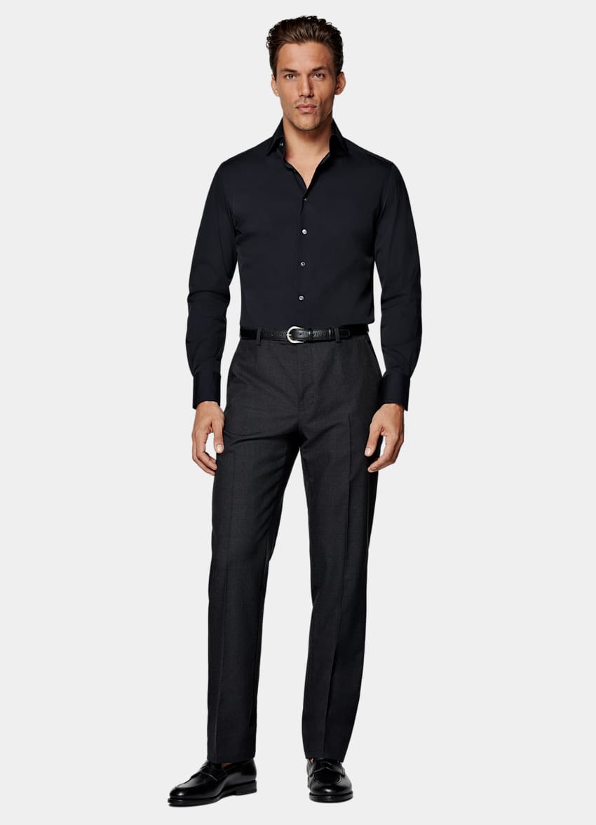Navy Poplin Tailored Fit Shirt