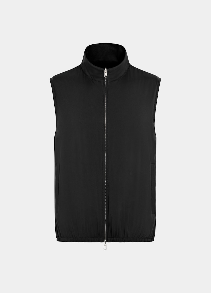 Black Reversible Light Padded Zip Vest