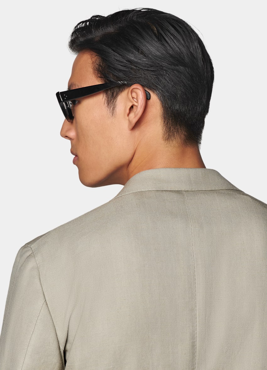 Light Green Herringbone Relaxed Fit Roma Blazer