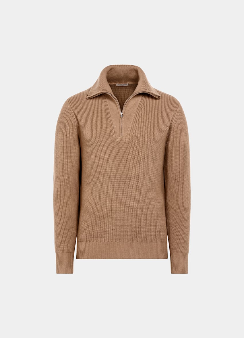 Off-White Ribbed Half Zip