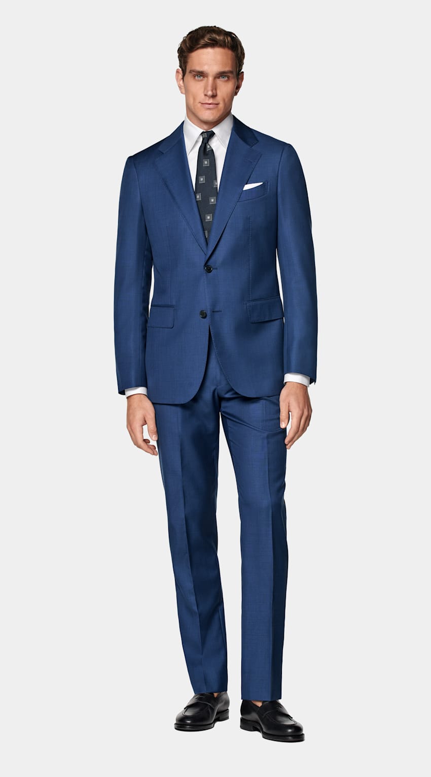 Mid Blue Tailored Fit Havana Suit Jacket