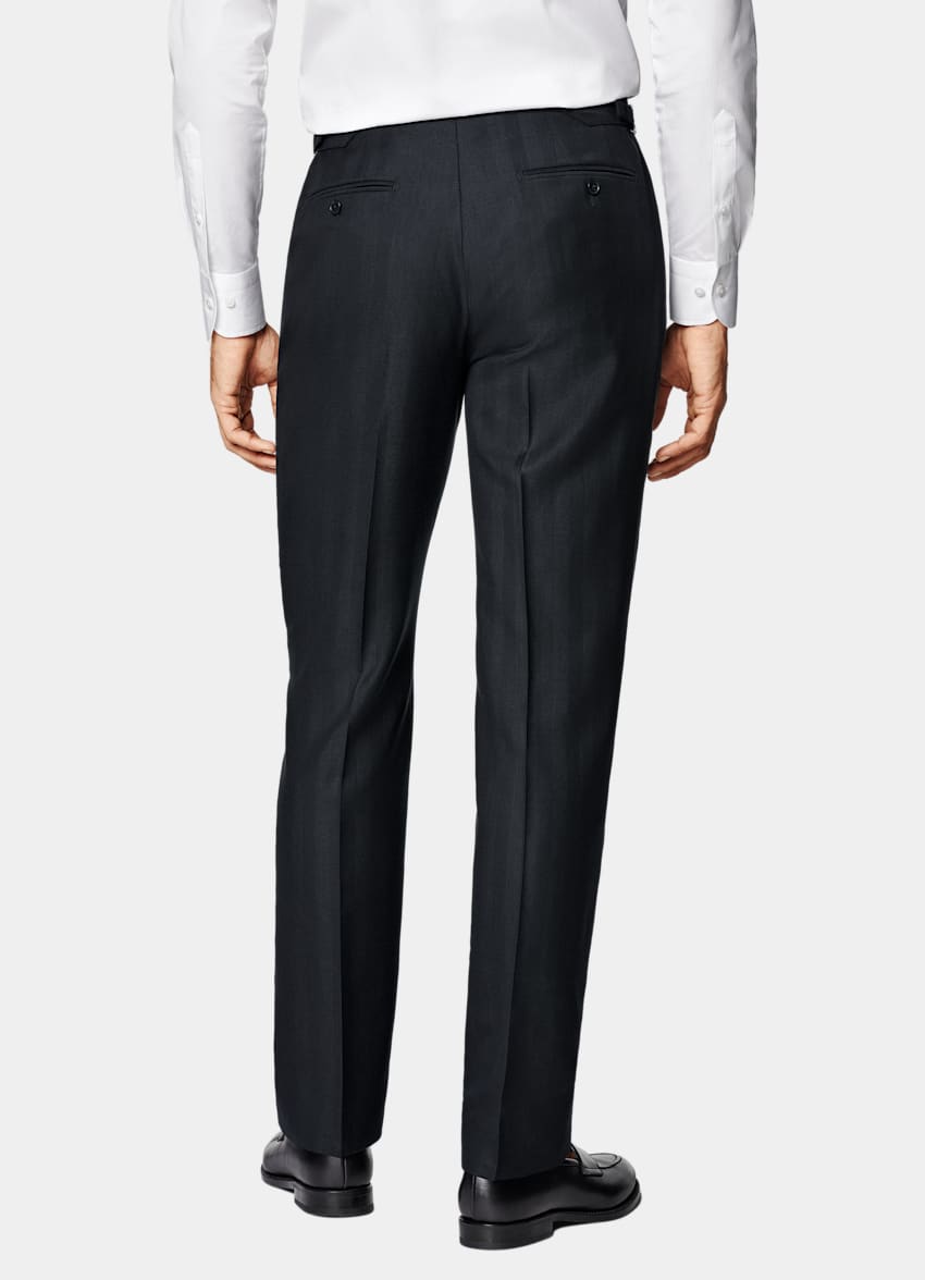 Navy Herringbone Tailored Fit Havana Suit
