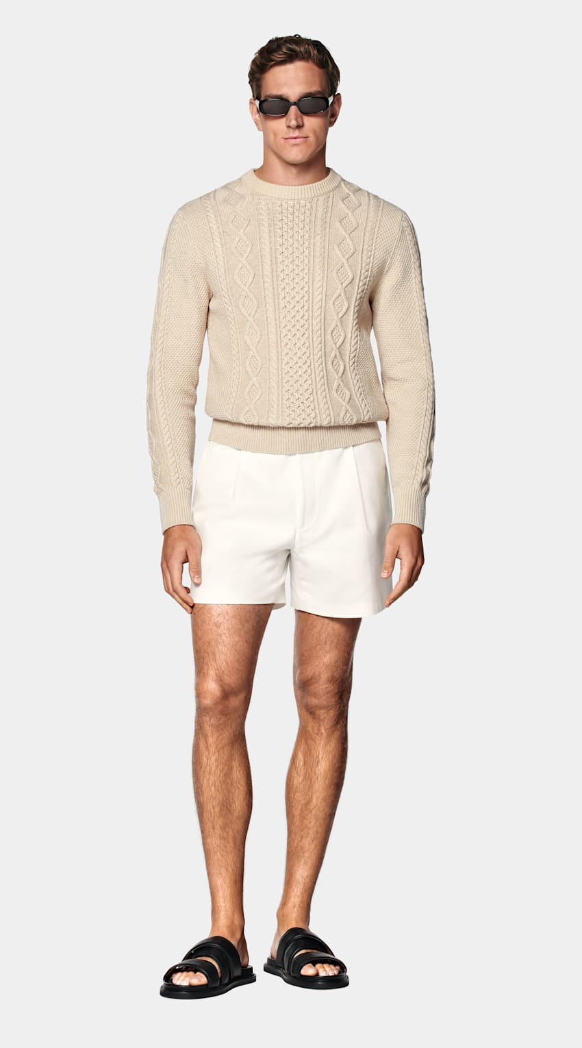 Light Brown Cable Crewneck
