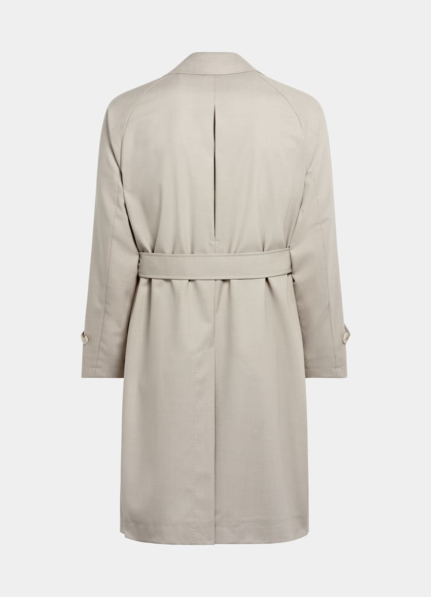 Light Taupe Belted Overcoat