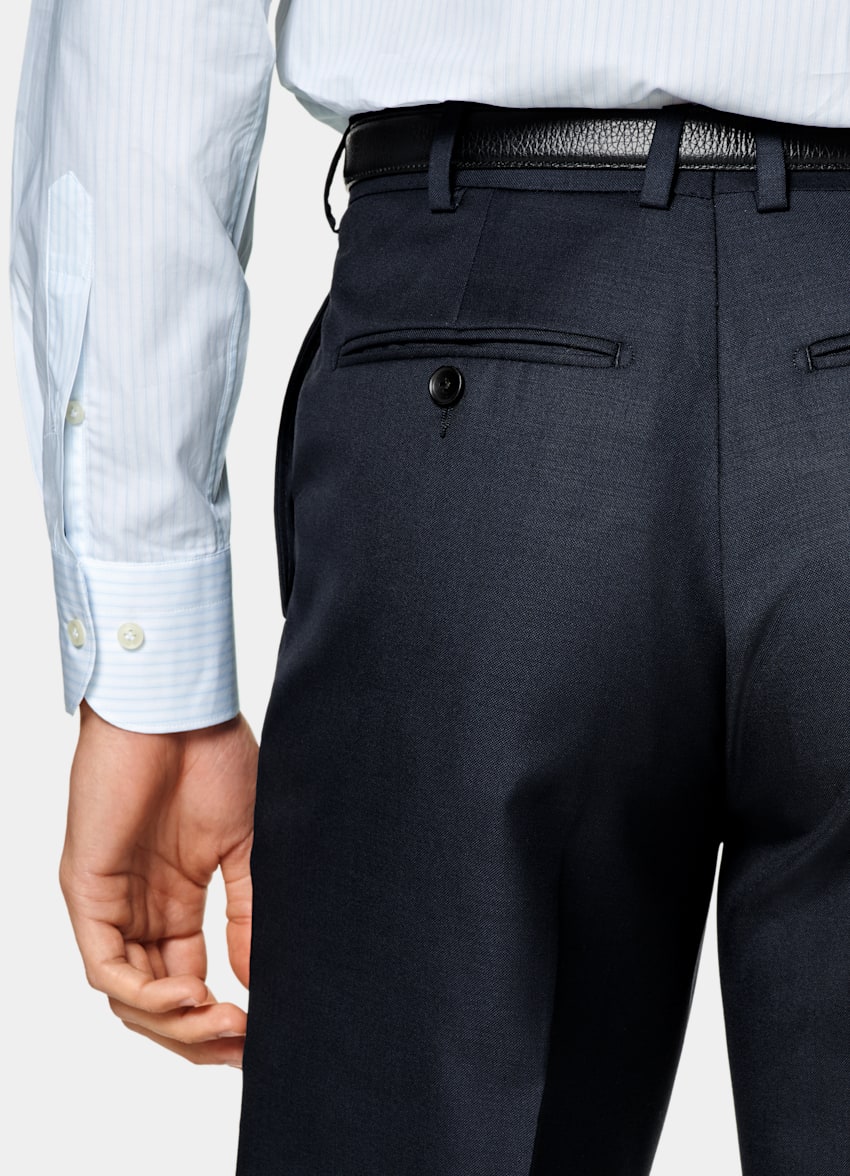 Navy Slim Leg Straight Suit Pants