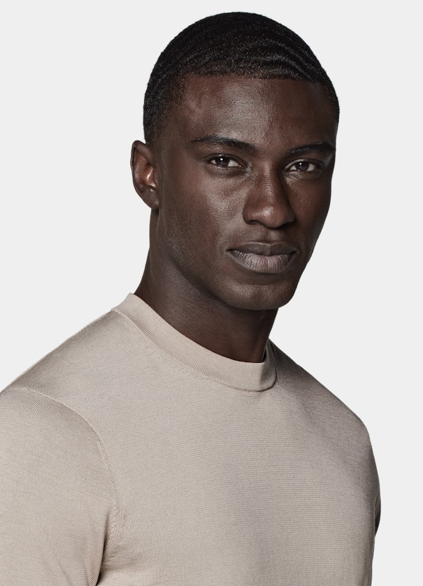 Light Taupe Short Sleeve Crewneck