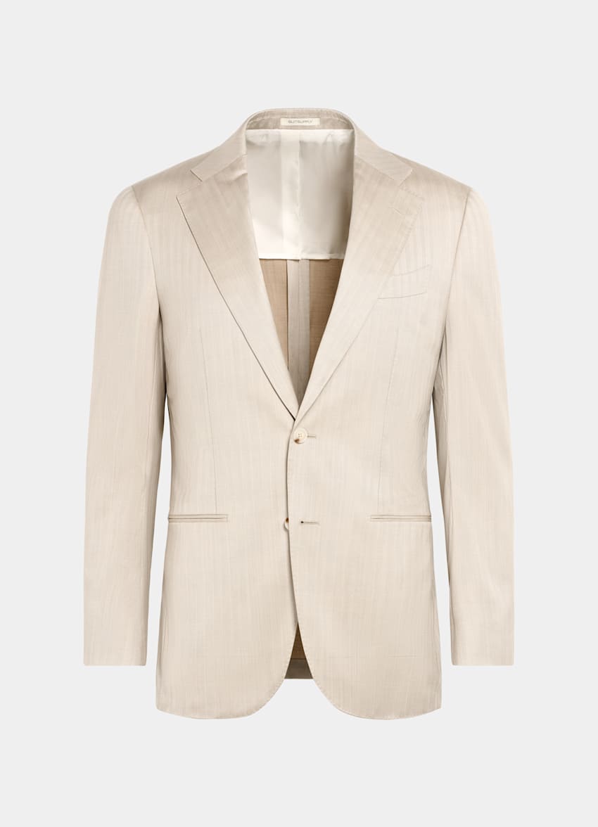 Sand Herringbone Perennial Tailored Fit Havana Suit