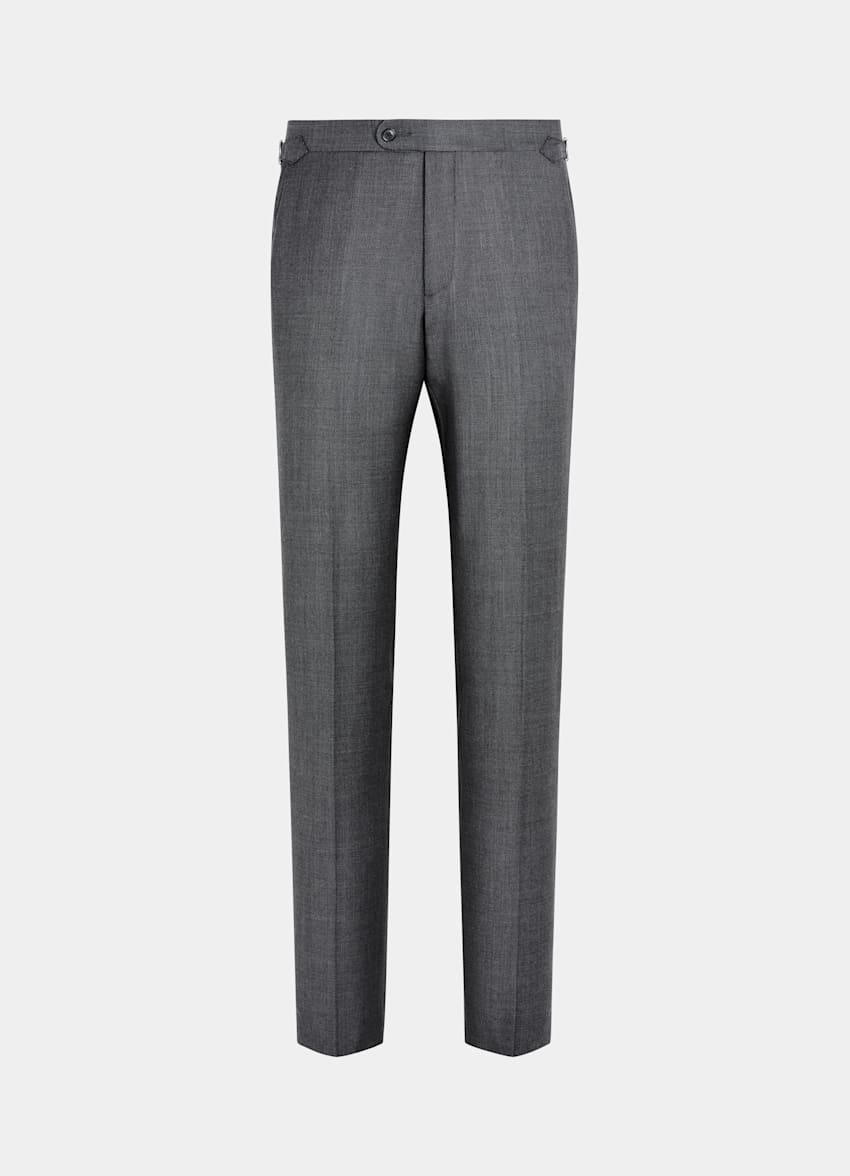 Navy Bird's Eye Slim Leg Straight Suit Pants