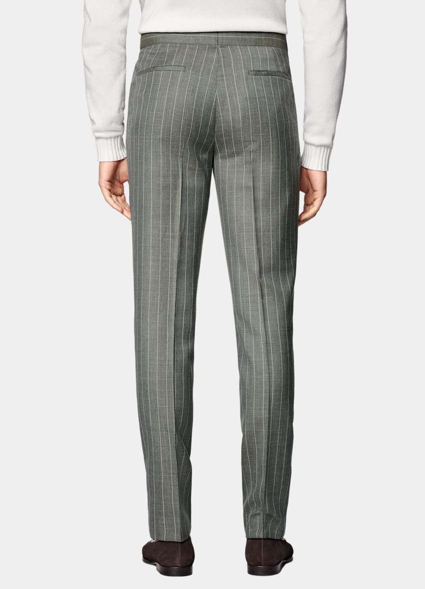 Light Green Striped Tailored Fit Havana Suit