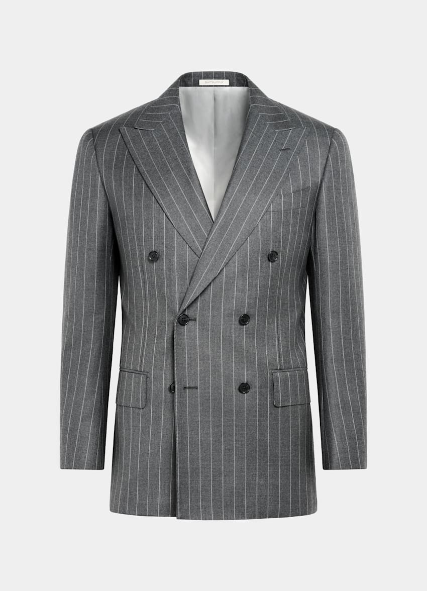 Mid Grey Striped Tailored Fit Milano Suit