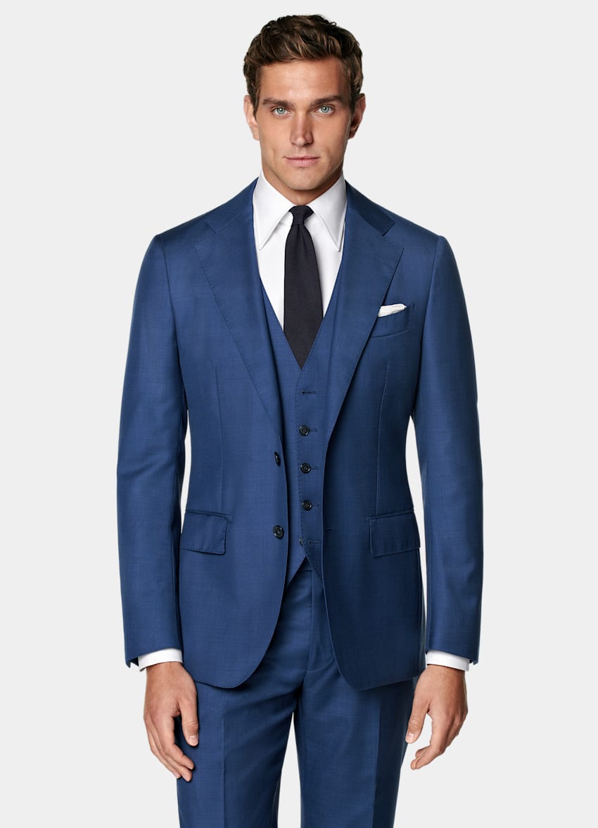 Mid Blue Three-Piece Tailored Fit Havana Suit