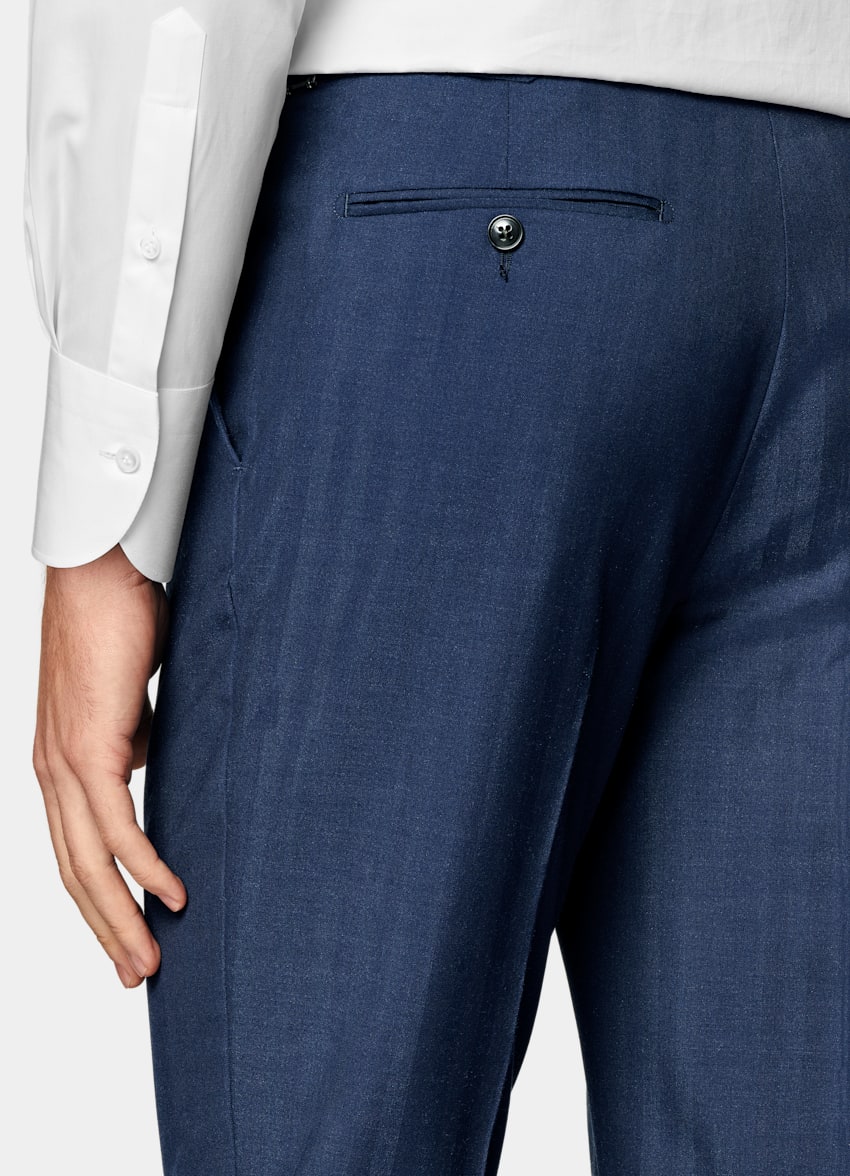 Mid Blue Herringbone Perennial Tailored Fit Havana Suit