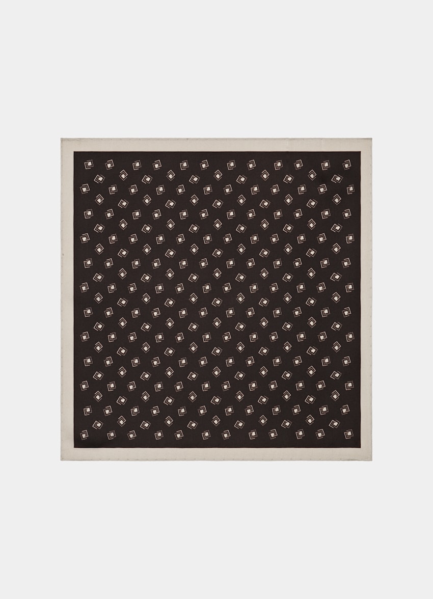 Dark Brown Graphic Pocket Square