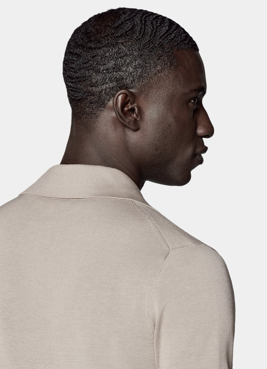 Light Taupe Polo Cardigan