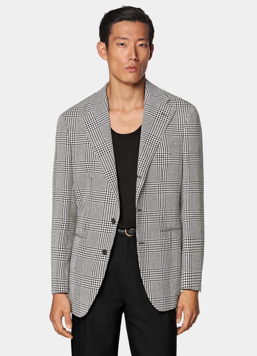 Black Checked Relaxed Fit Roma Blazer