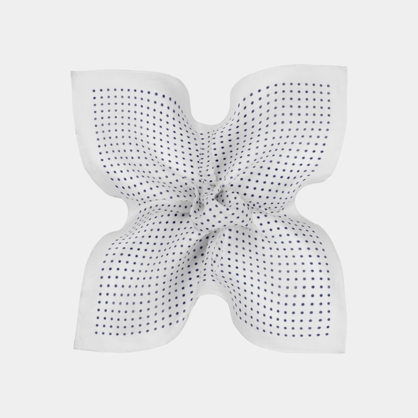 White Dots Pocket Square
