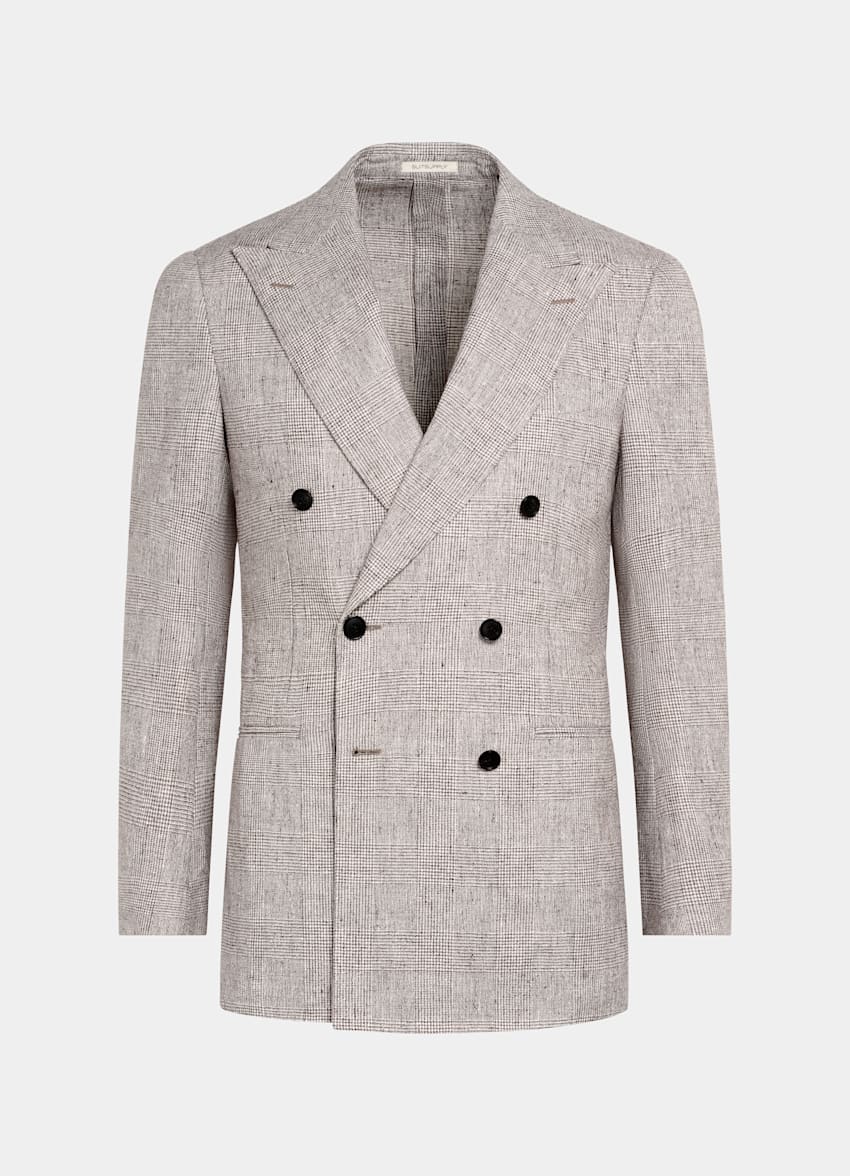 Light Taupe Checked Tailored Fit Havana Suit