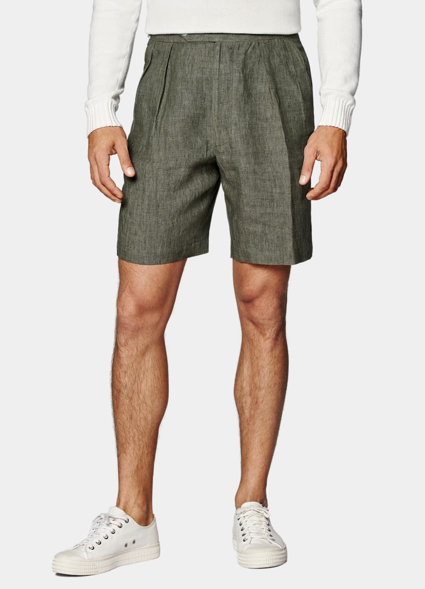 Dark Green Straight Leg Shorts