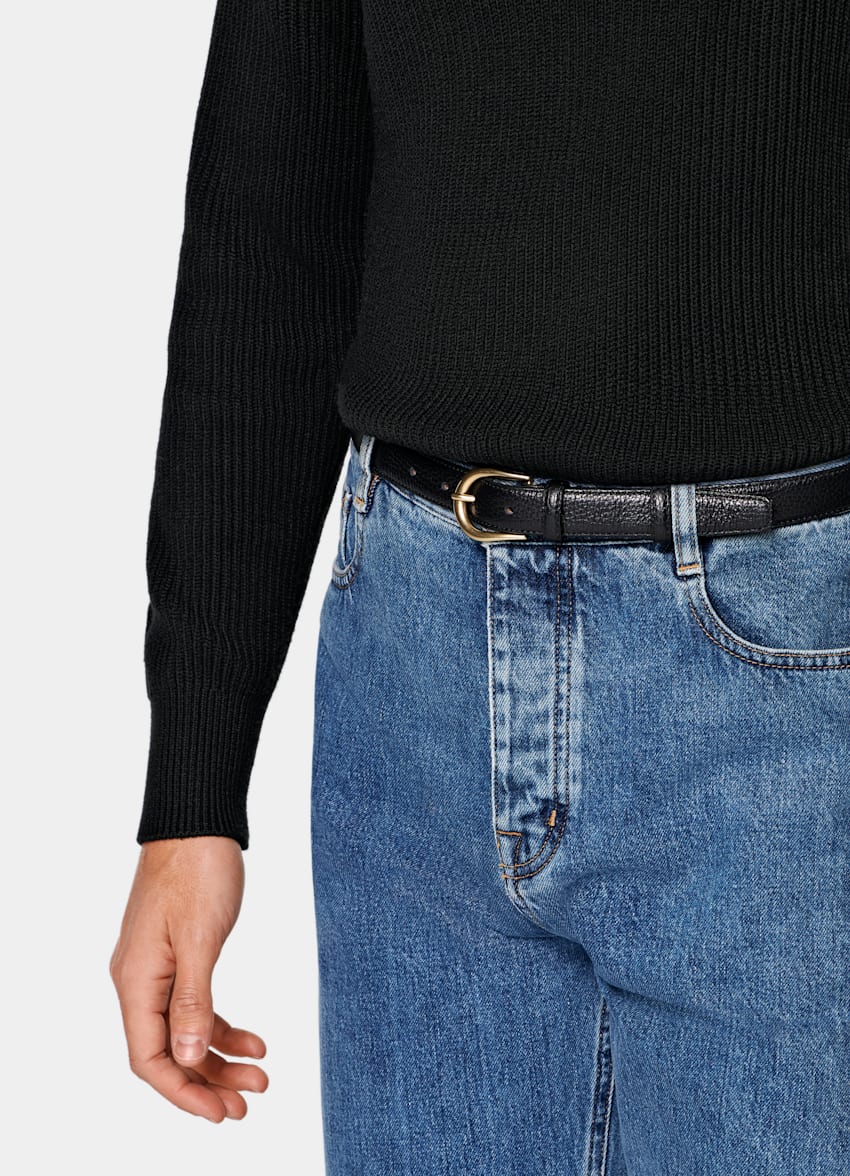 Black Merino Ribbed Turtleneck