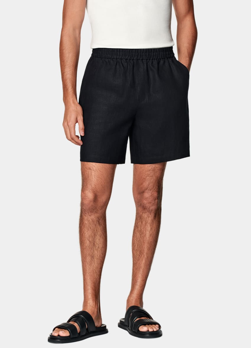 Navy Straight Leg Shorts
