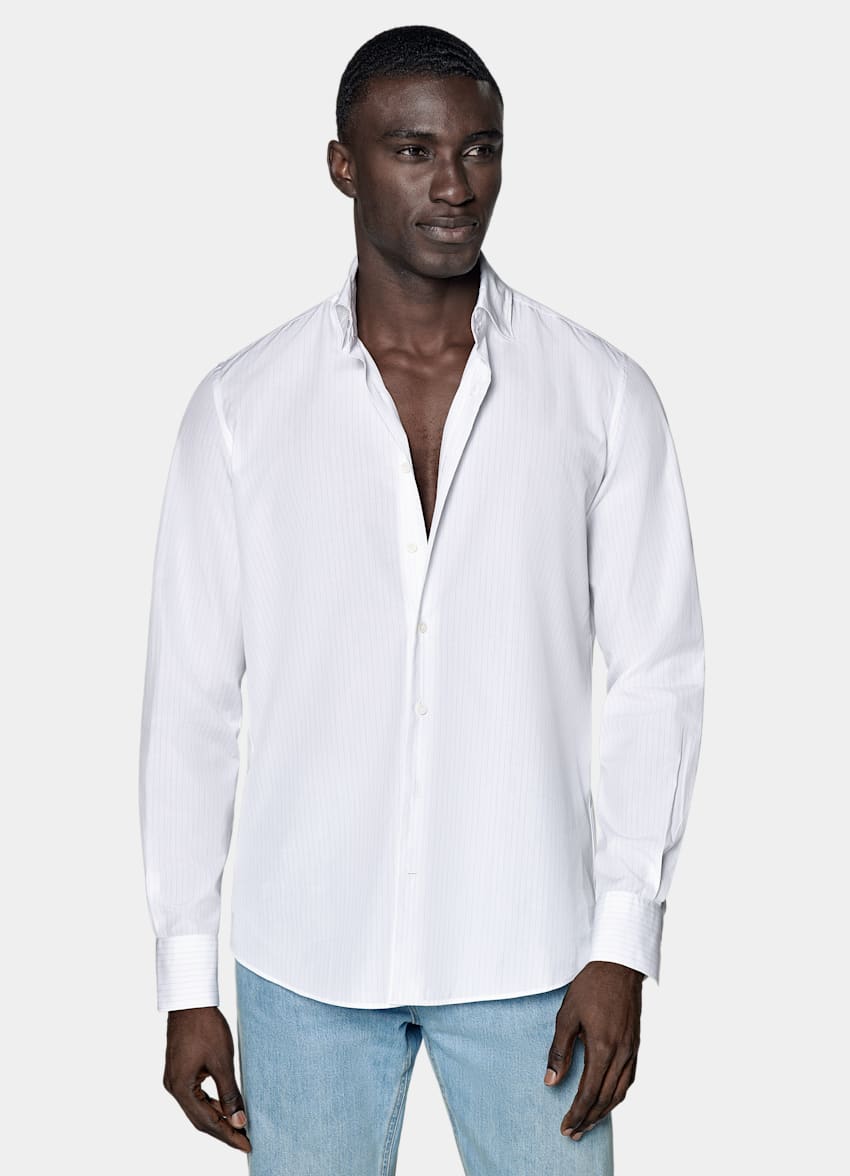White Striped Slim Fit Shirt