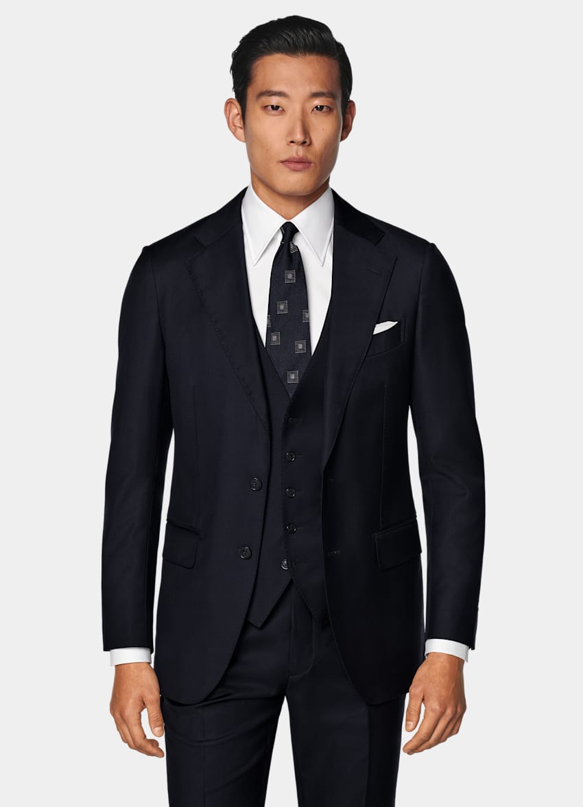 Navy Three-Piece Tailored Fit Havana Suit