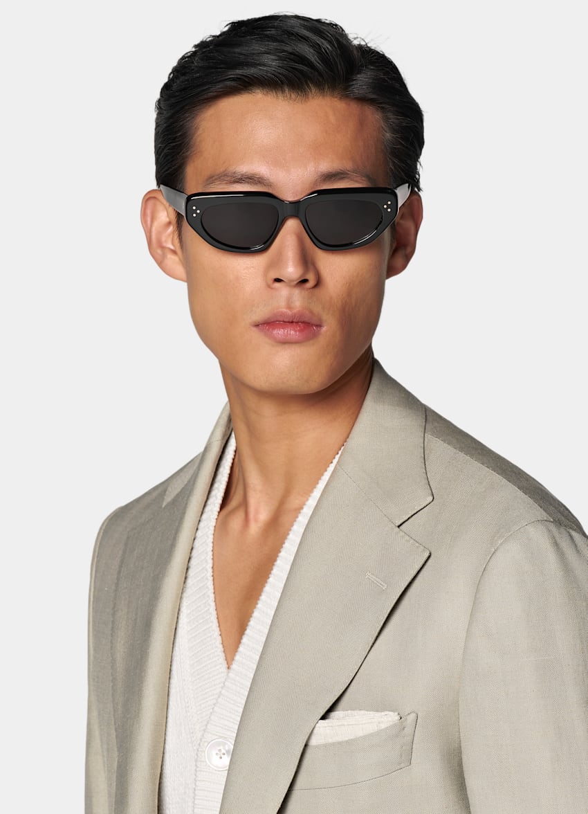 Light Green Herringbone Relaxed Fit Roma Blazer