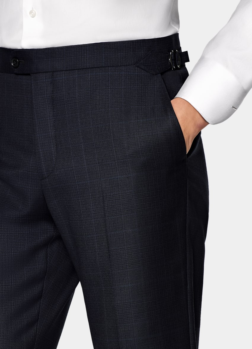 Navy Checked Tailored Fit Havana Suit