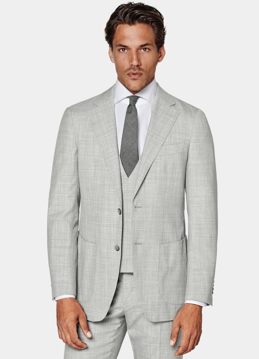 Light Grey Three-Piece Tailored Fit Havana Suit