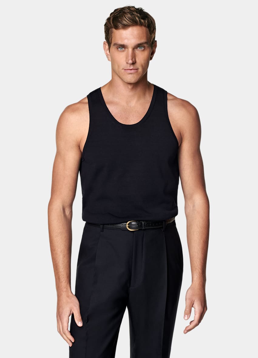 Navy Knitted Tank Top