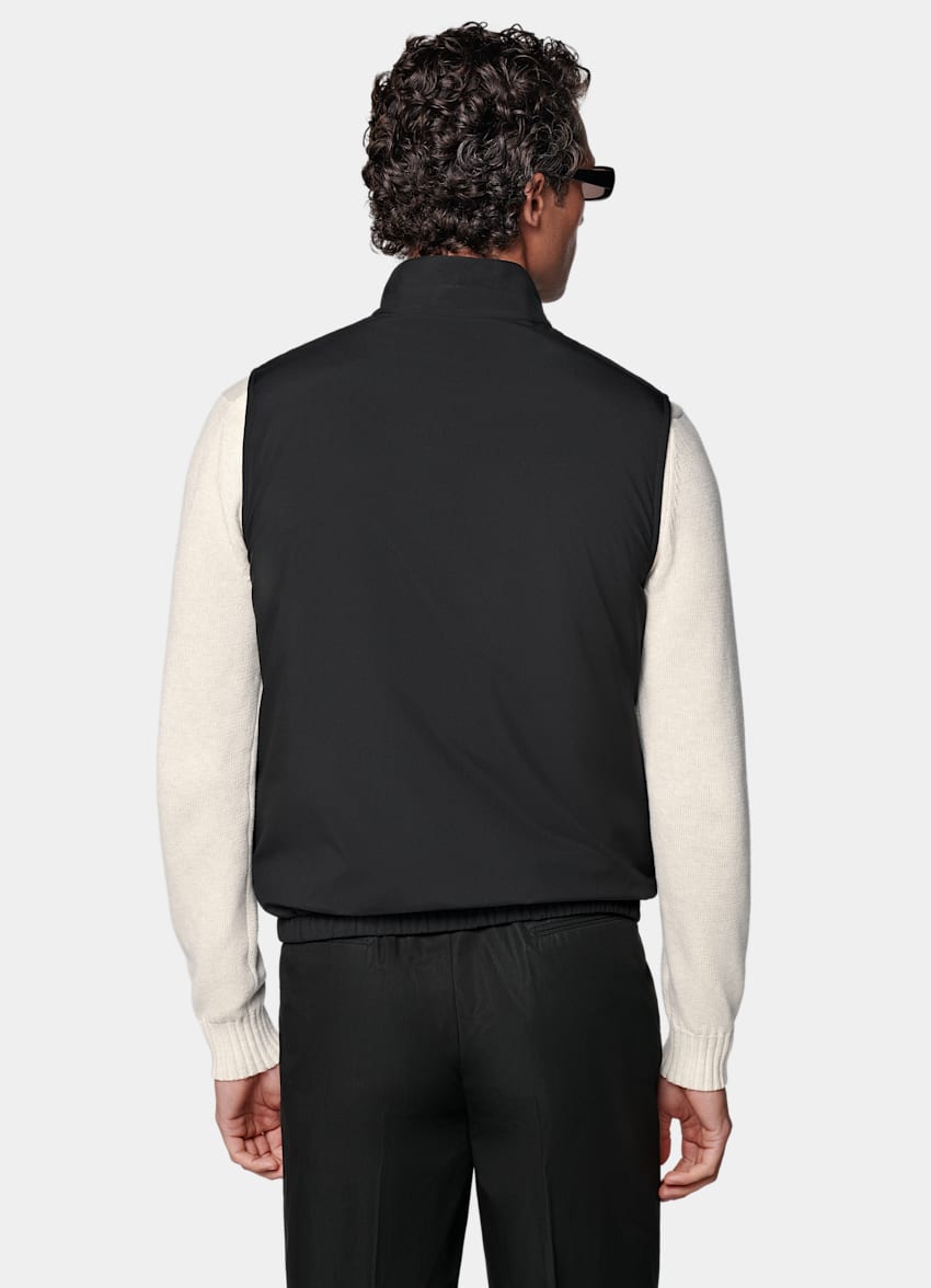 Black Reversible Light Padded Zip Vest