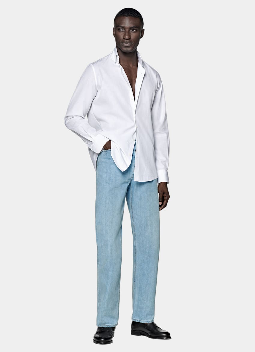 White Striped Slim Fit Shirt