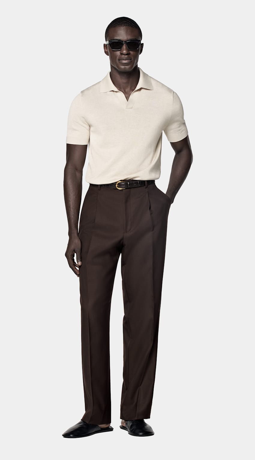 Sand Buttonless Polo