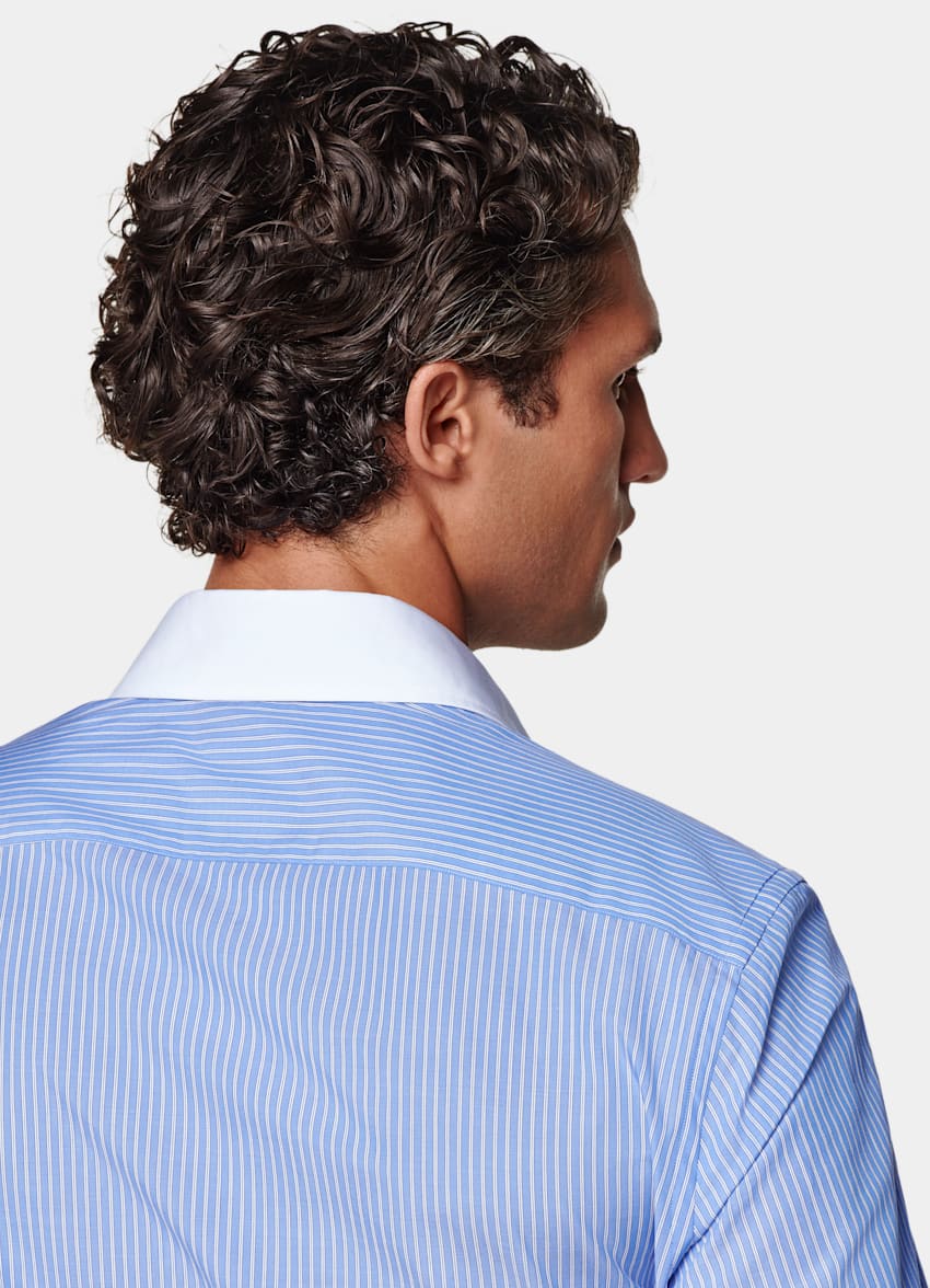 Light Blue Striped Tailored Fit Shirt