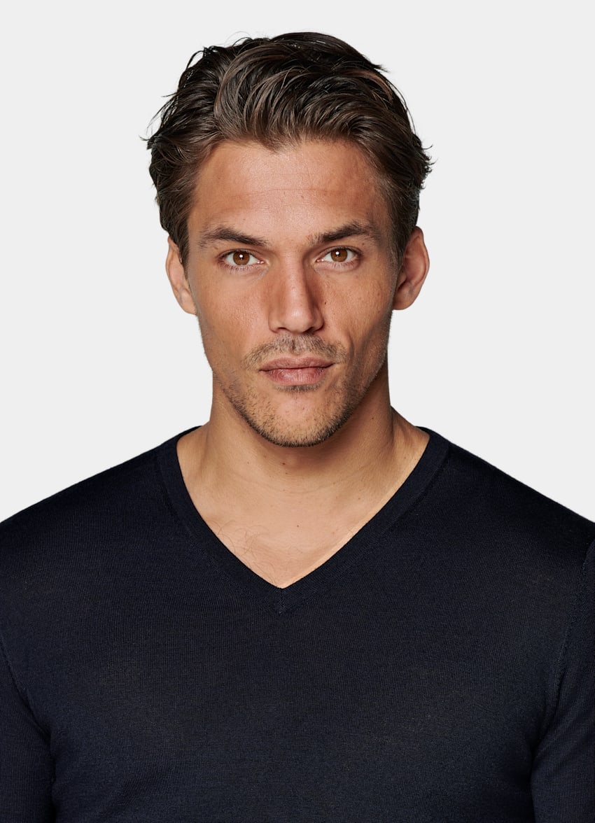 Navy Merino V-Neck