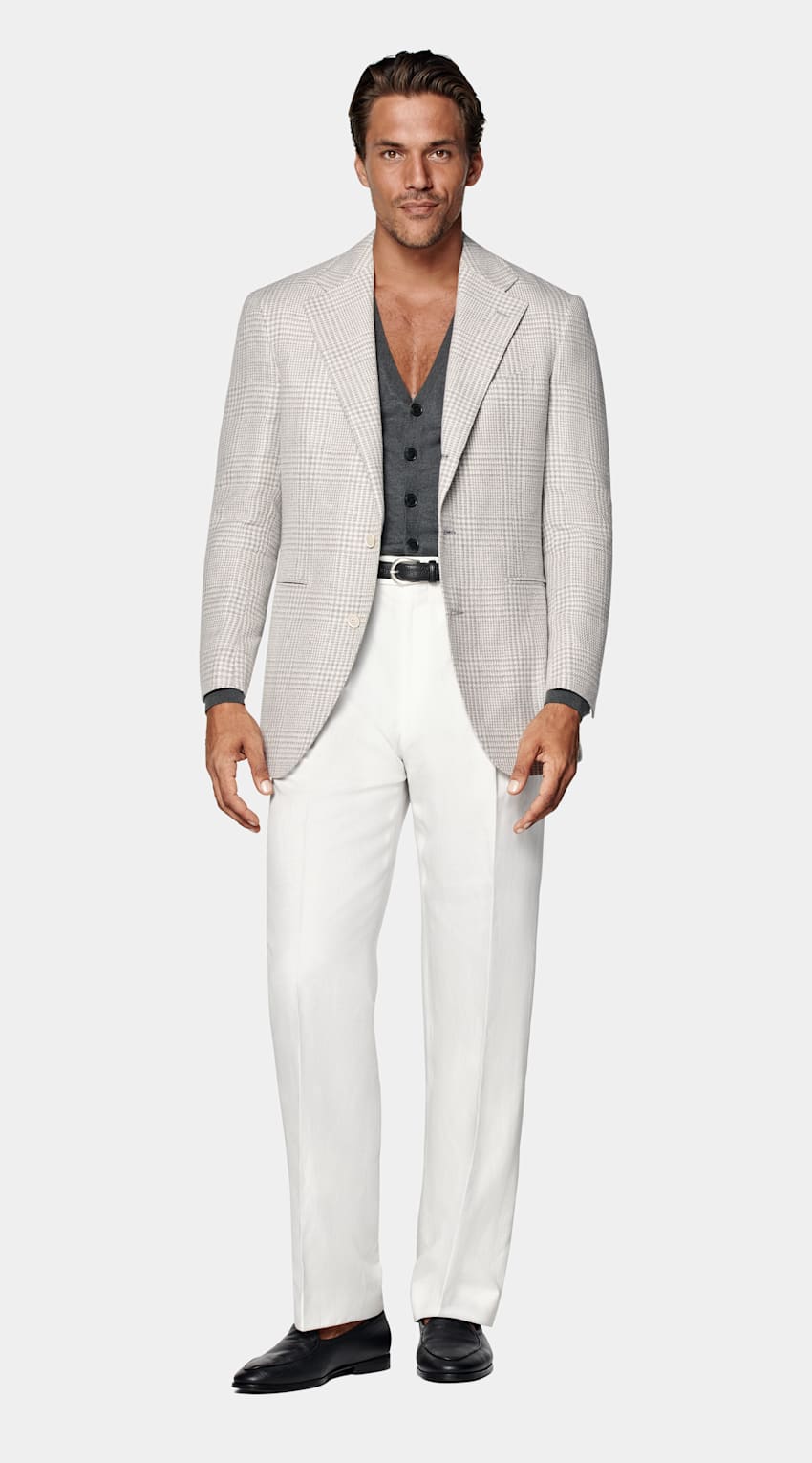 Light Grey Checked Relaxed Fit Roma Blazer