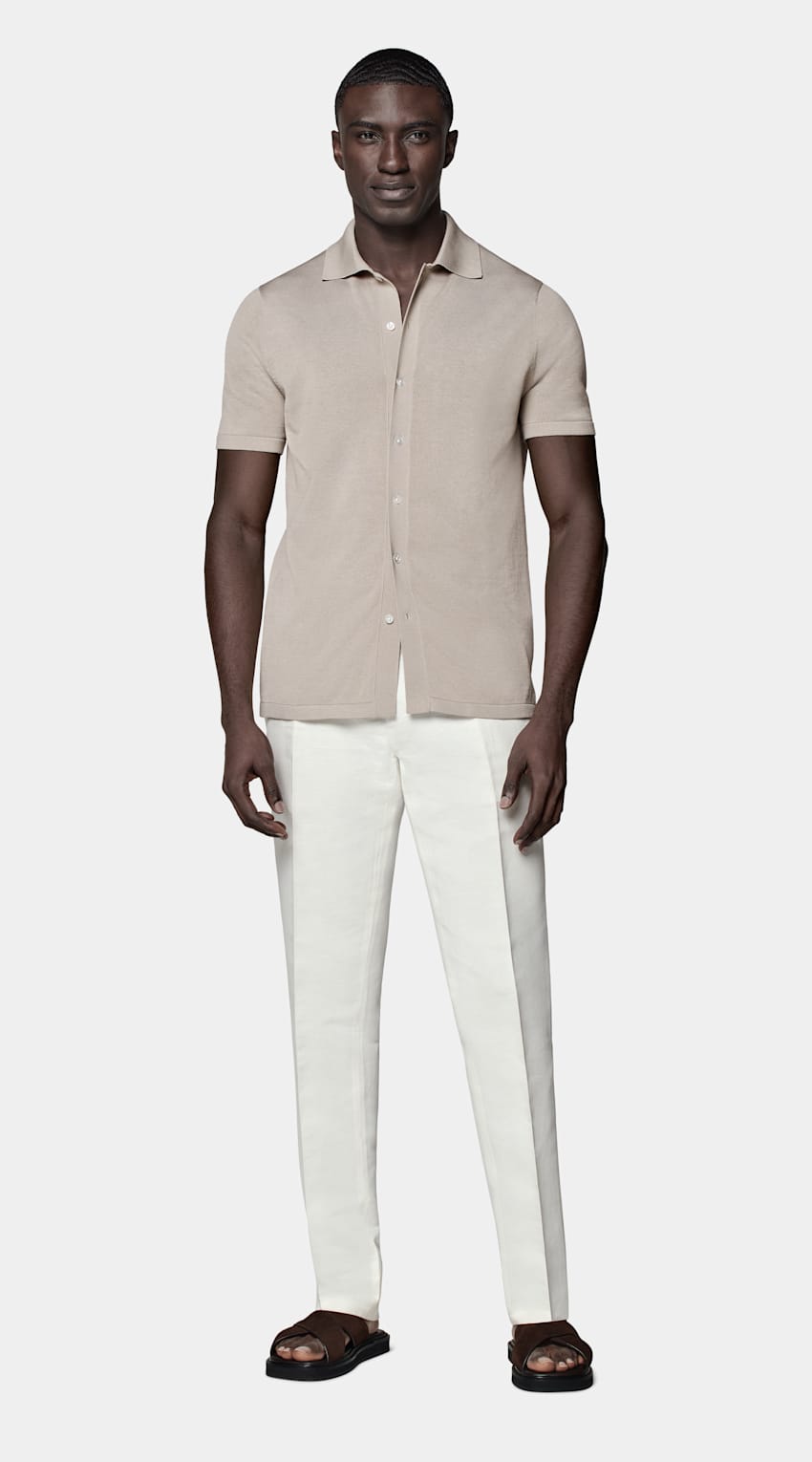 Light Taupe Polo Cardigan