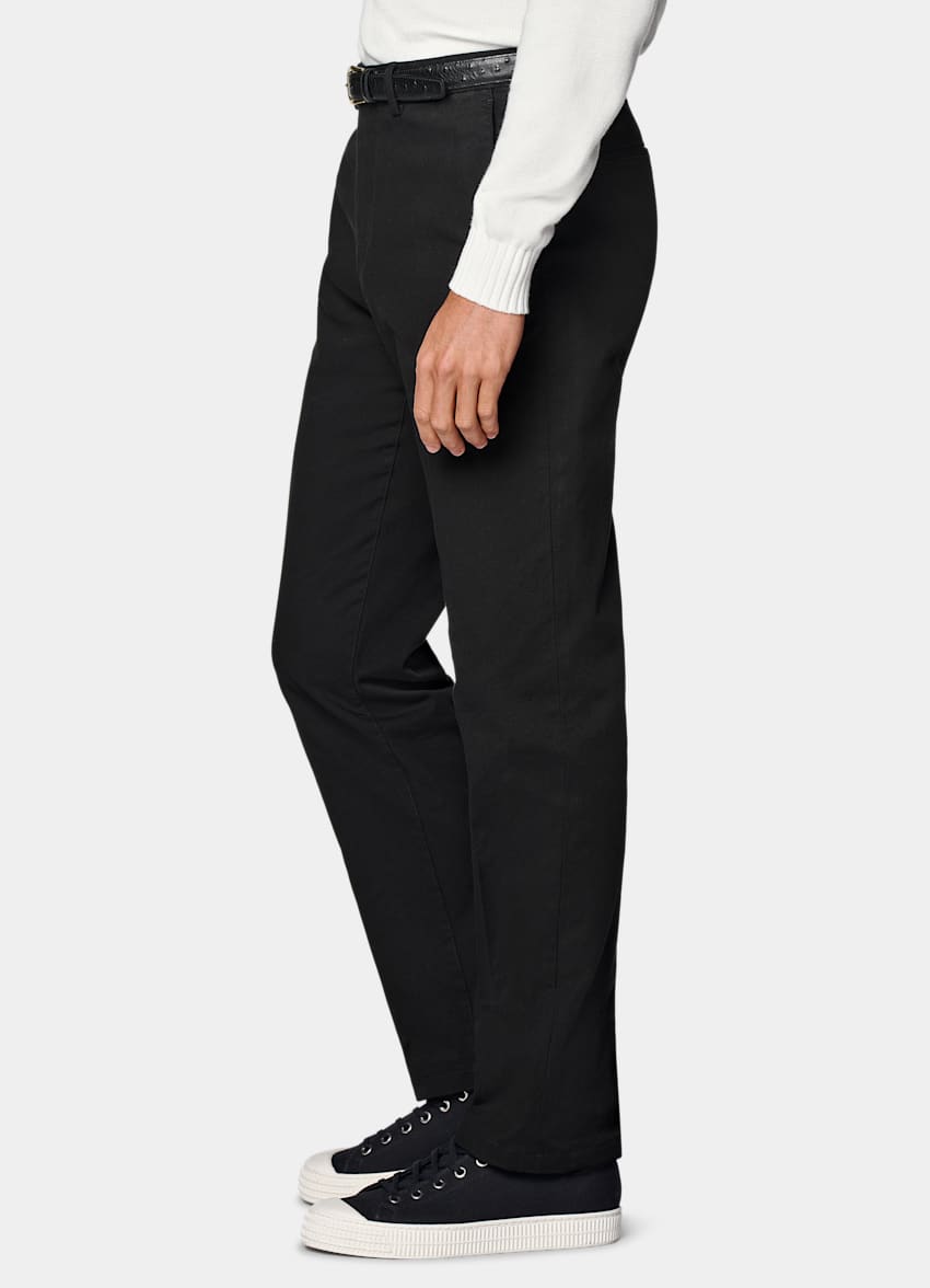 Black Slim Leg Straight Chinos