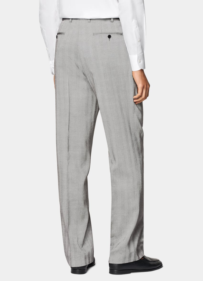 Grey Herringbone Tailored Fit Milano Suit