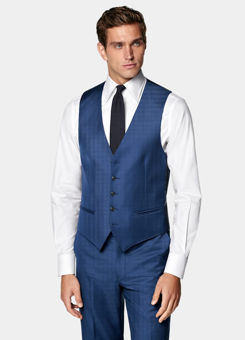 Mid Blue Three-Piece Tailored Fit Havana Suit