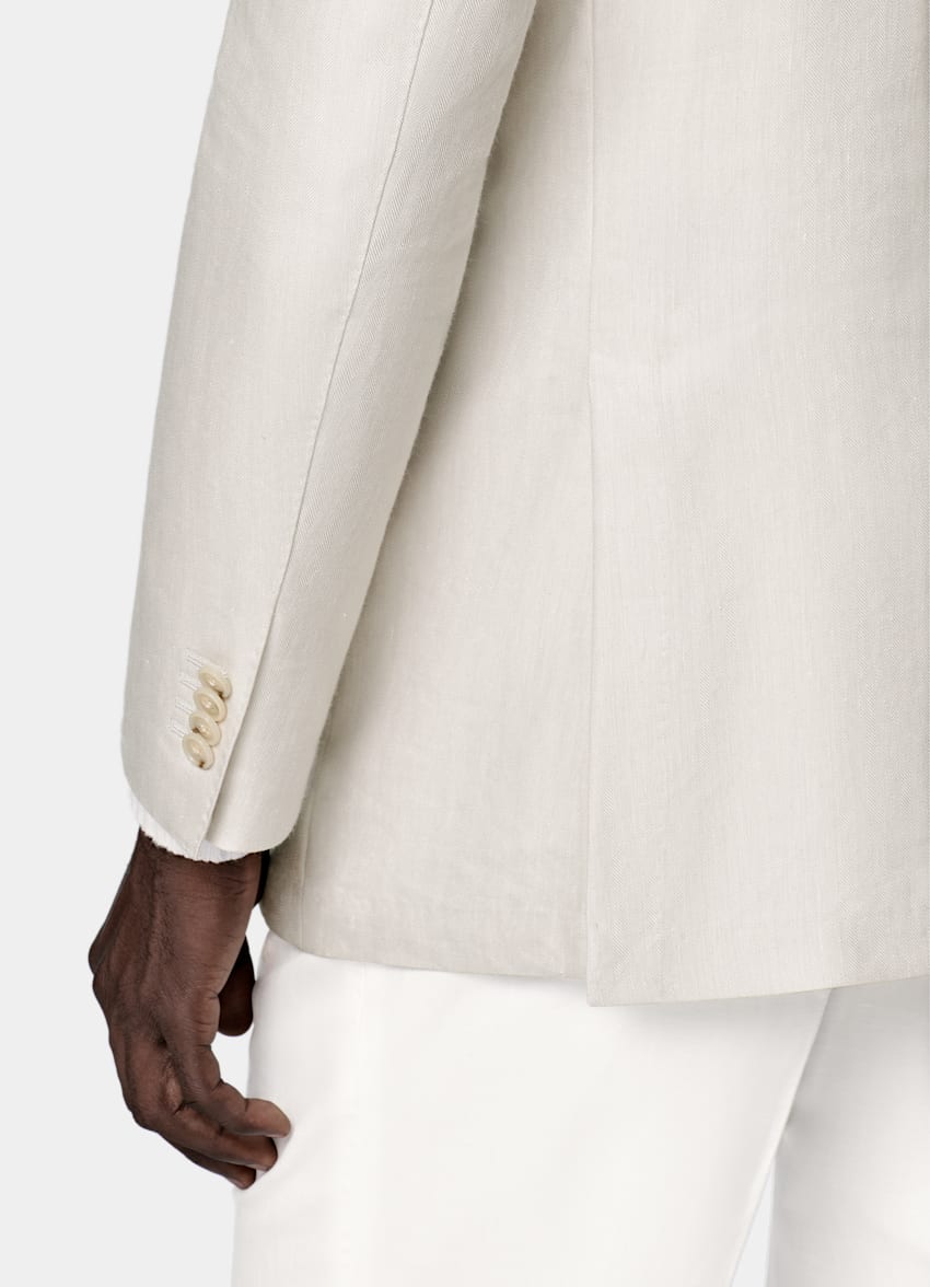 Sand Herringbone Relaxed Fit Roma Blazer