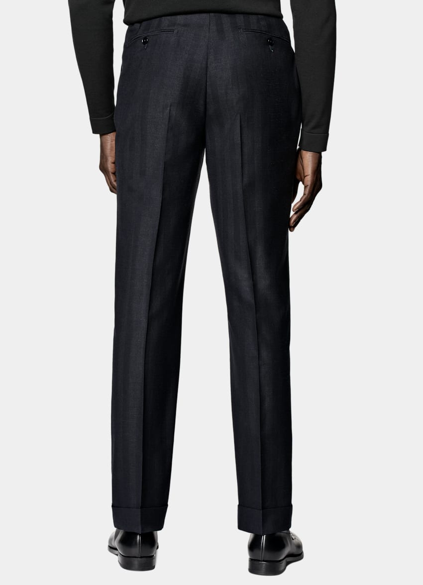 Navy Herringbone Tailored Fit Havana Suit