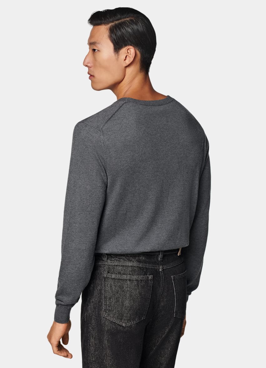 Grey V-Neck Cardigan