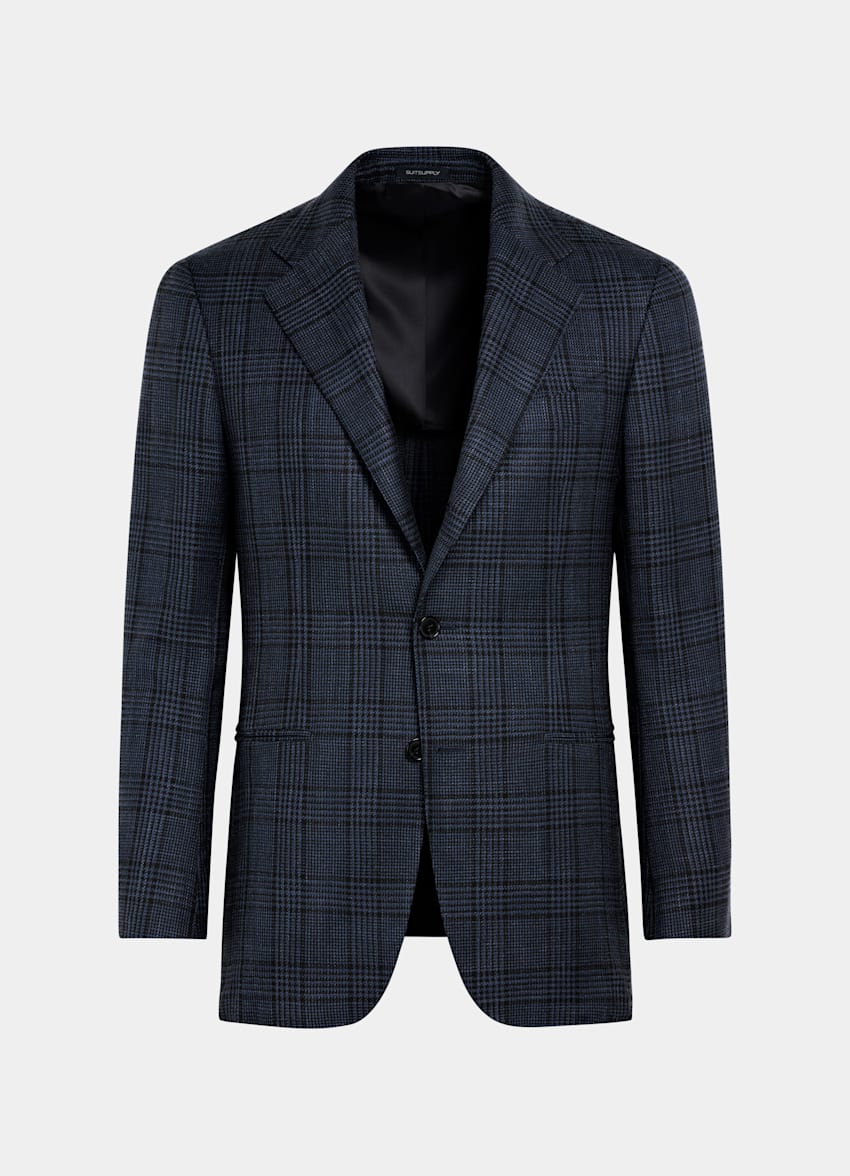 Navy Checked Tailored Fit Havana Blazer