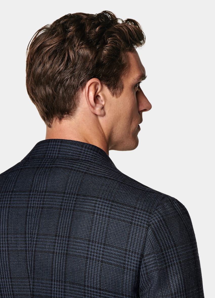 Navy Checked Tailored Fit Havana Blazer