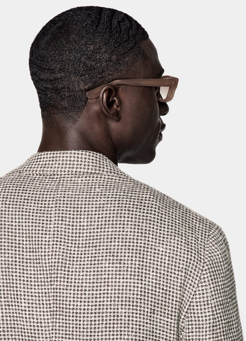 Mid Brown Checked Relaxed Fit Roma Blazer