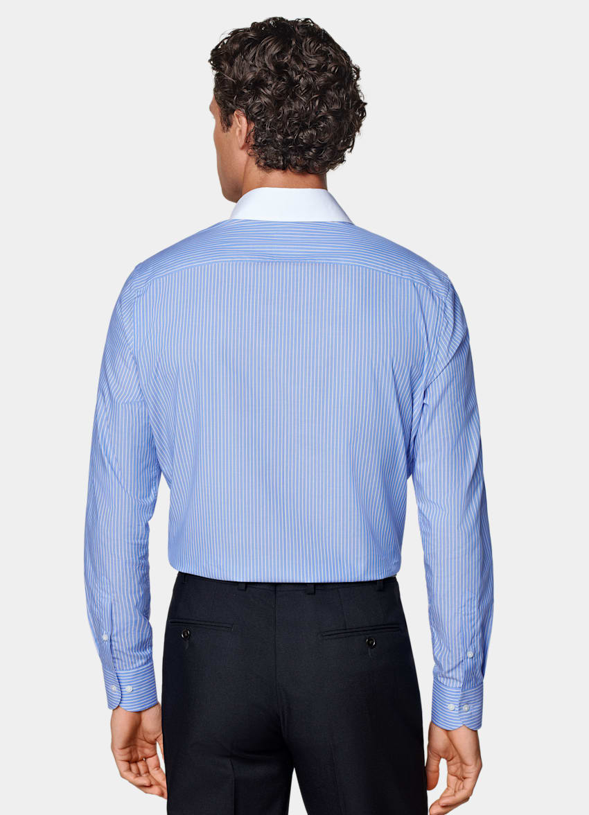Light Blue Striped Tailored Fit Shirt