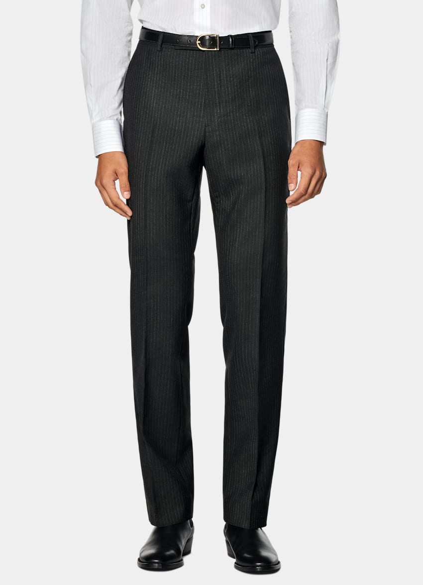 Black Striped Tailored Fit Milano Suit