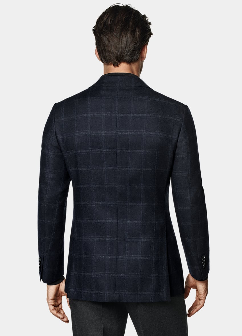 Navy Checked Tailored Fit Havana Blazer