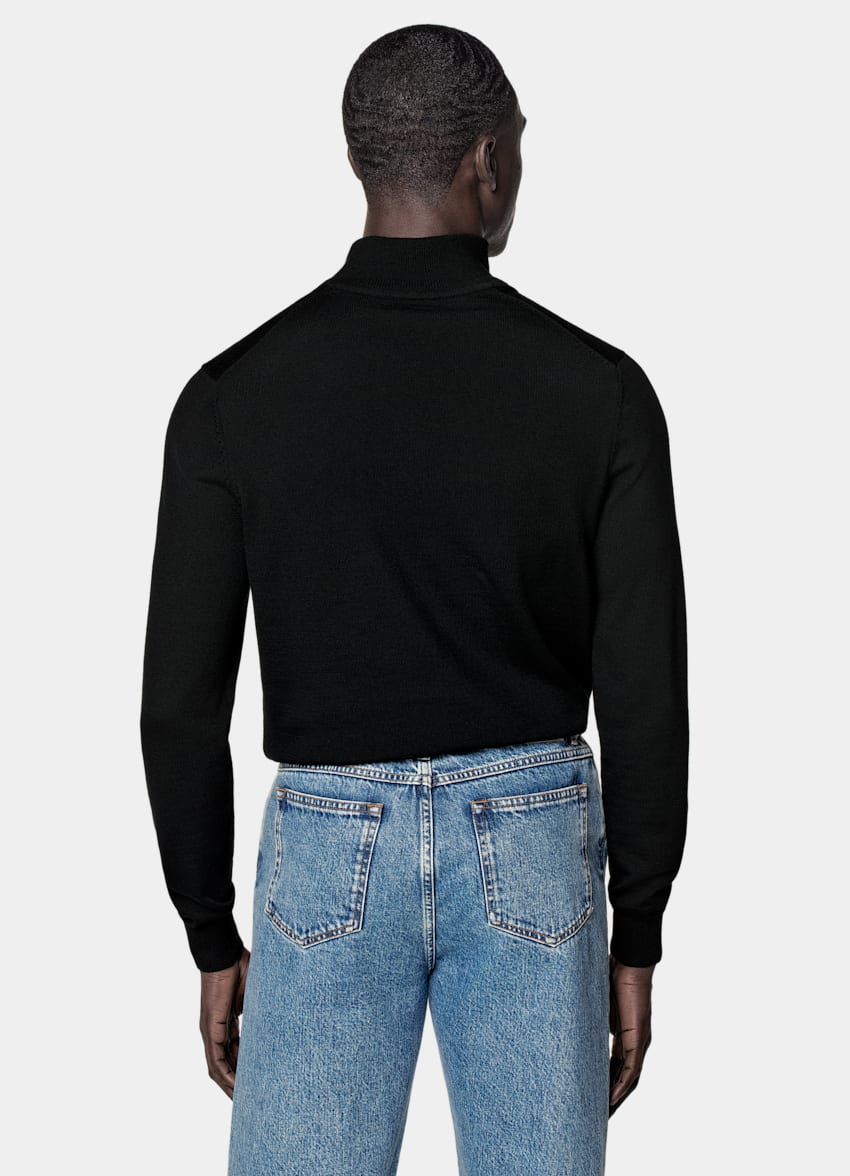 Black Merino Half Zip